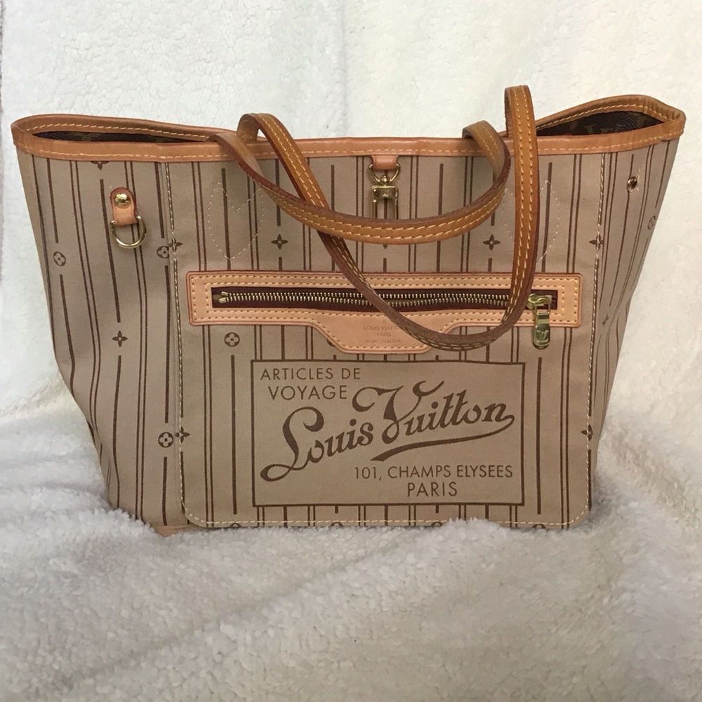 Louis Vuitton Brown Striped Tote